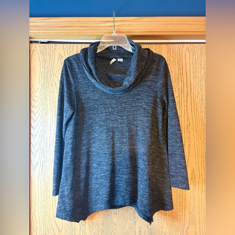Kaktus Dark Heather Gray Midweight Cowlneck Sweater EUC